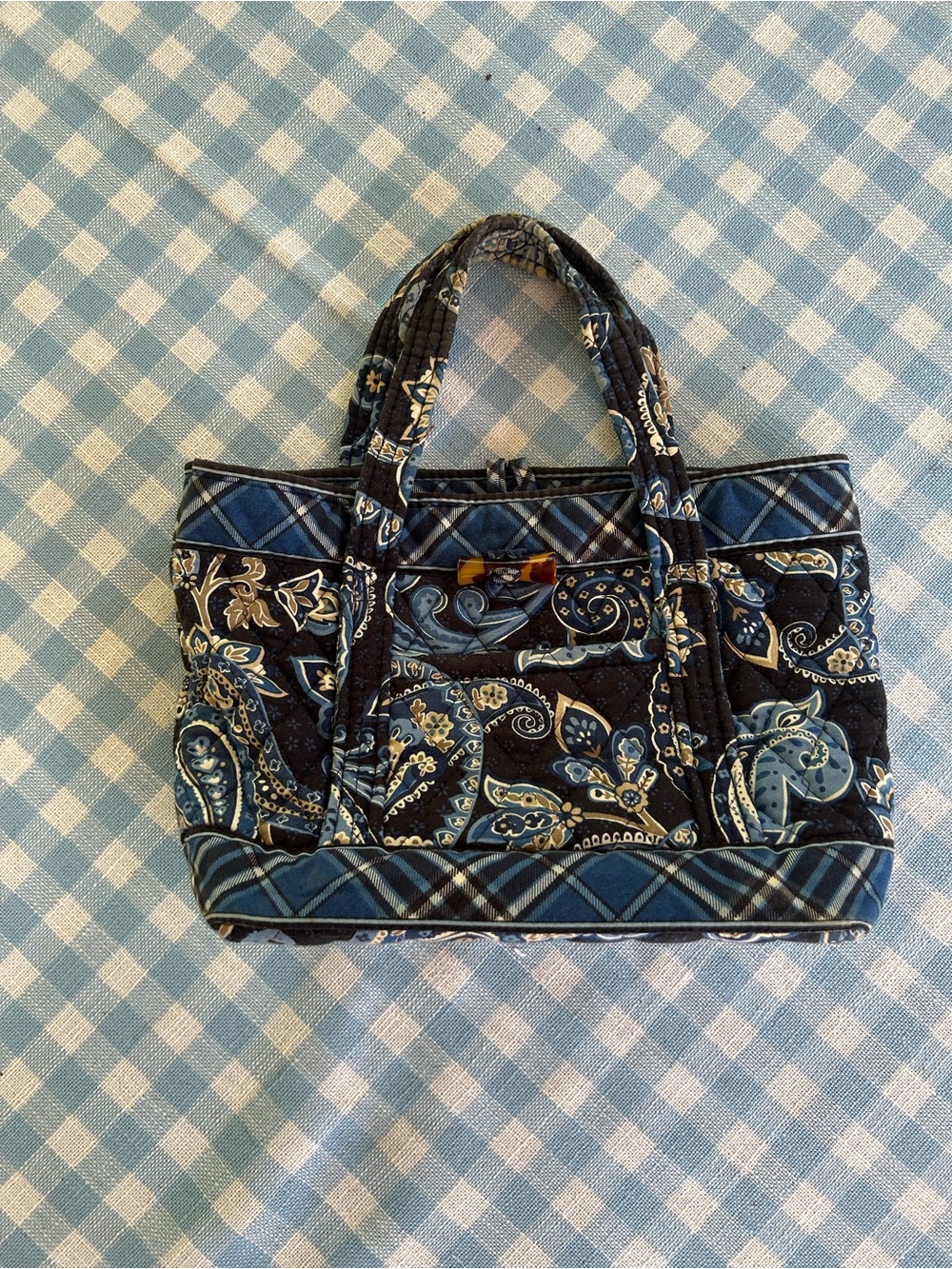Vintage Vera Bradley Quilted Paisley Tote Bag in “Windsor Navy” 2006